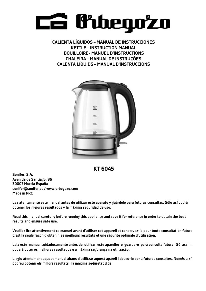 Imagen de la primera página del manual del dispositivo KT 6045
