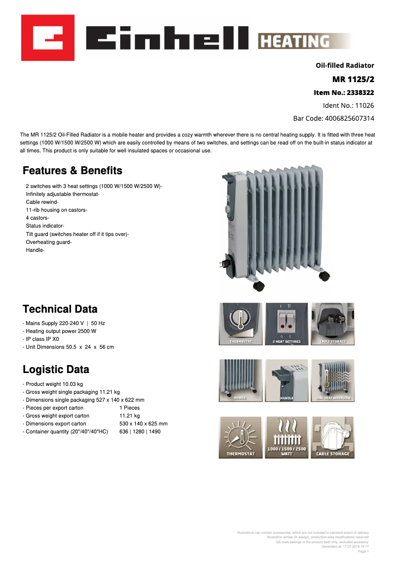 Página nº 1 - Ficha técnica Einhell MR 1125/2