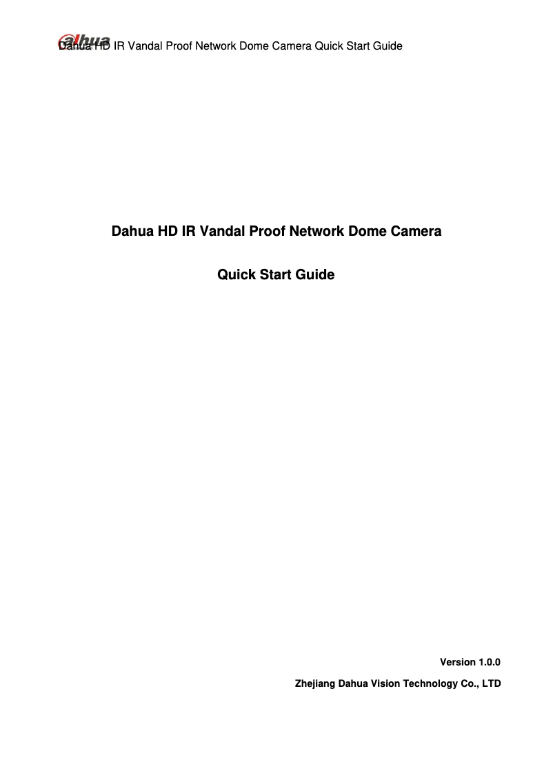 Imagen de la primera página del manual del dispositivo DH-IPC-HDBW1420E