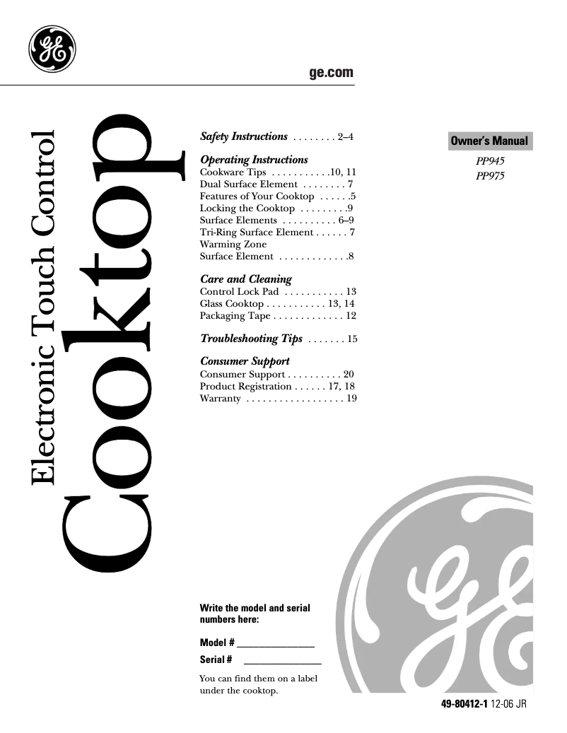 Imagen de la primera página del manual del dispositivo Profile PP945SMSS