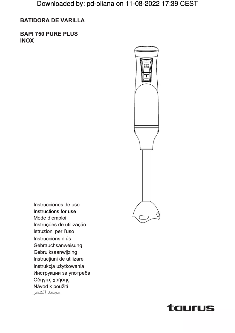 Imagen de la primera página del manual del dispositivo Bapi 750 Pure Plus Inox