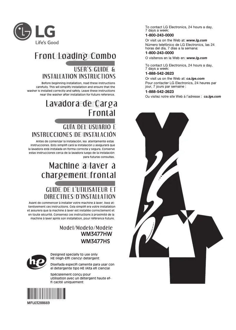 Imagen de la primera página del manual del dispositivo WM3477HW