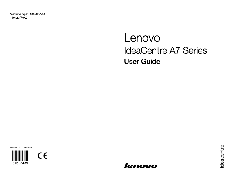 Página nº 1 - Manual de usuario Lenovo IdeaCentre A730
