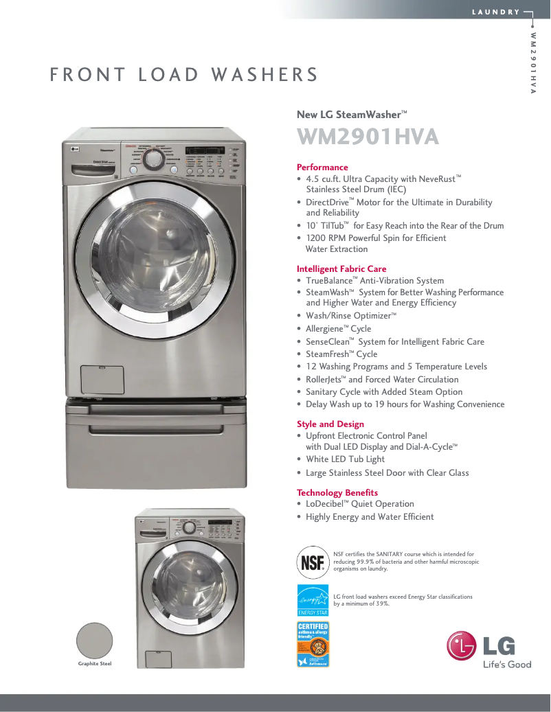 Página 1 del manual Ficha técnica LG WM2901HVA