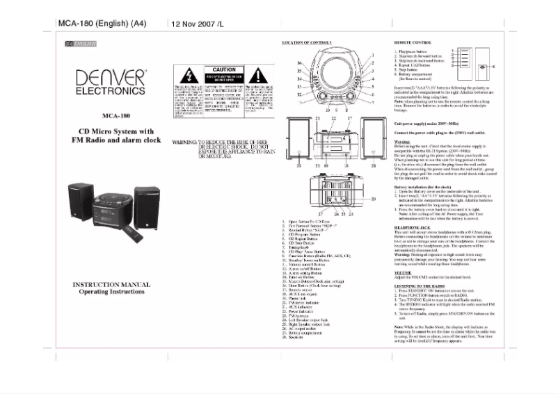 Página nº 1 - Manual de usuario Denver MCA-180