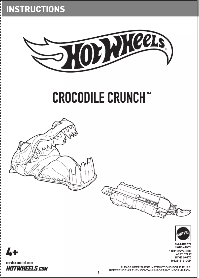 Página nº 1 - Manual de usuario Mattel Hot Wheels Crocodile Crunch