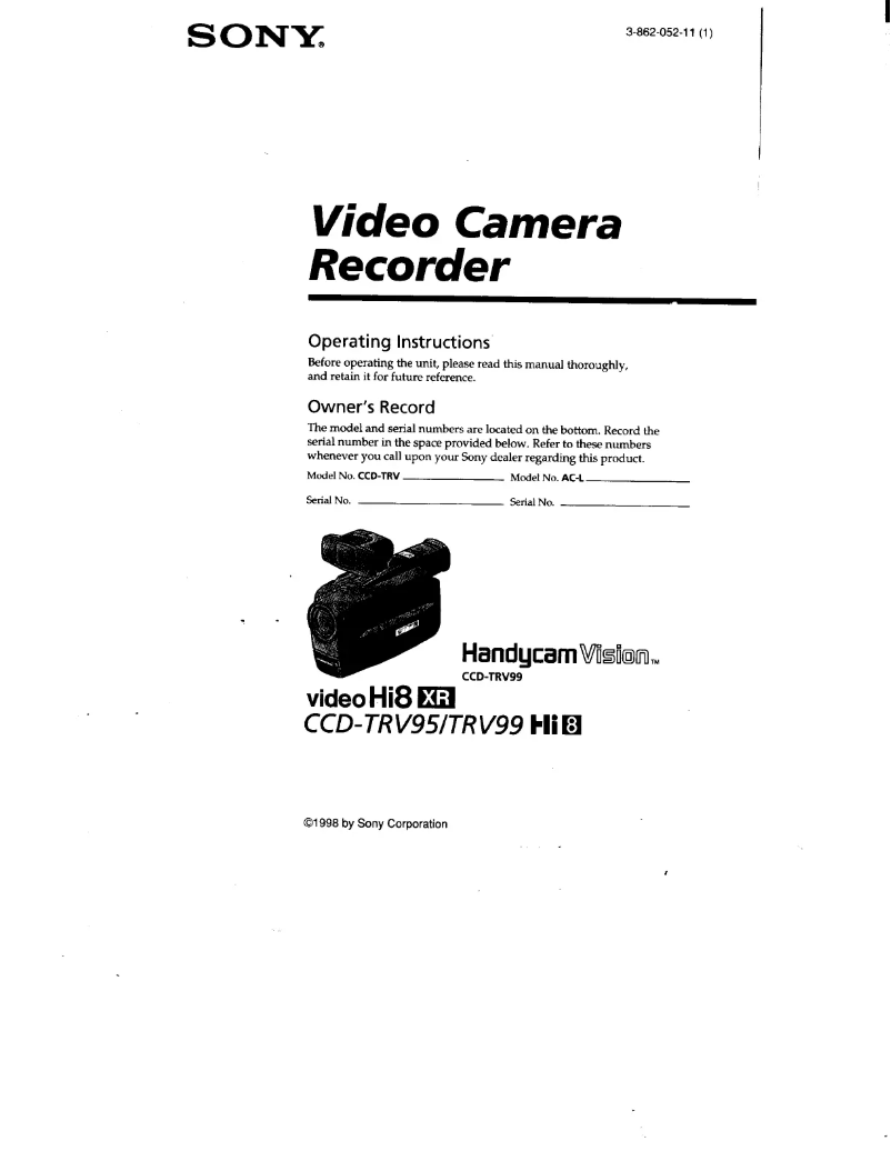 Imagen de la primera página del manual del dispositivo CCD-TRV95