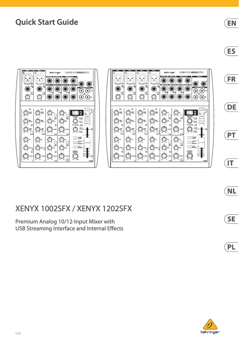 Página 1 del manual Guía de inicio rápido Behringer Xenyx 1202SFX