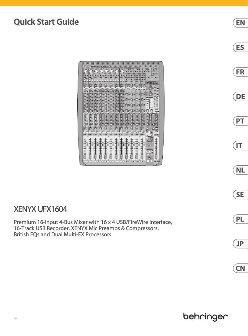 Página 1 del manual Guía de inicio rápido Behringer Xenyx UFX1604