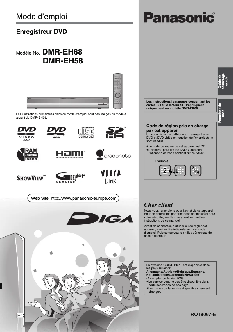 Imagen de la primera página del manual del dispositivo DMR-EH68