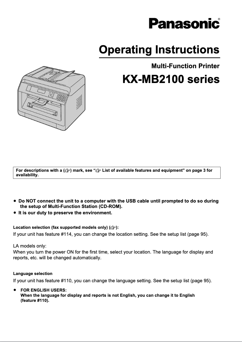 Imagen de la primera página del manual del dispositivo KX-MB2120