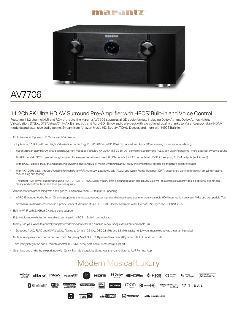 Página nº 1 - Ficha técnica Marantz AV7706