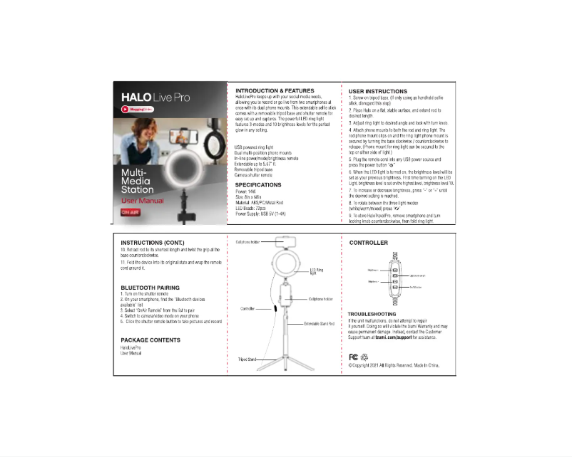 Imagen de la primera página del manual del dispositivo Halo Live Pro