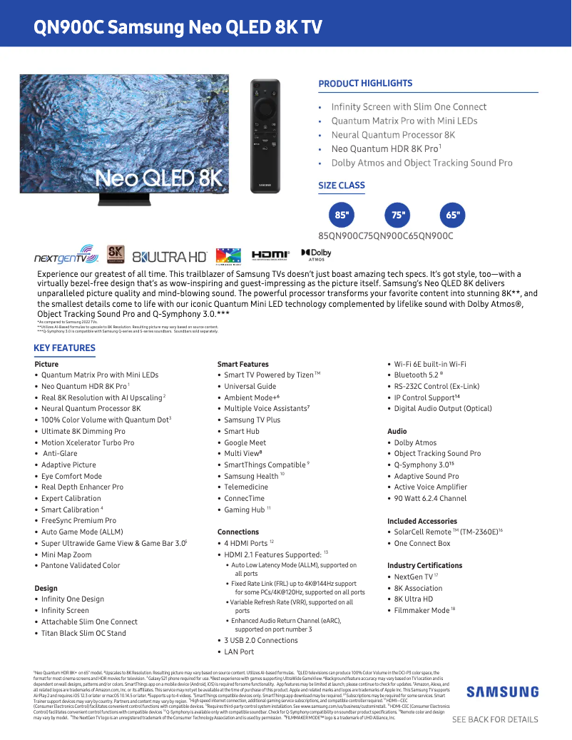 Imagen de la primera página del manual del dispositivo QN65QN900CF