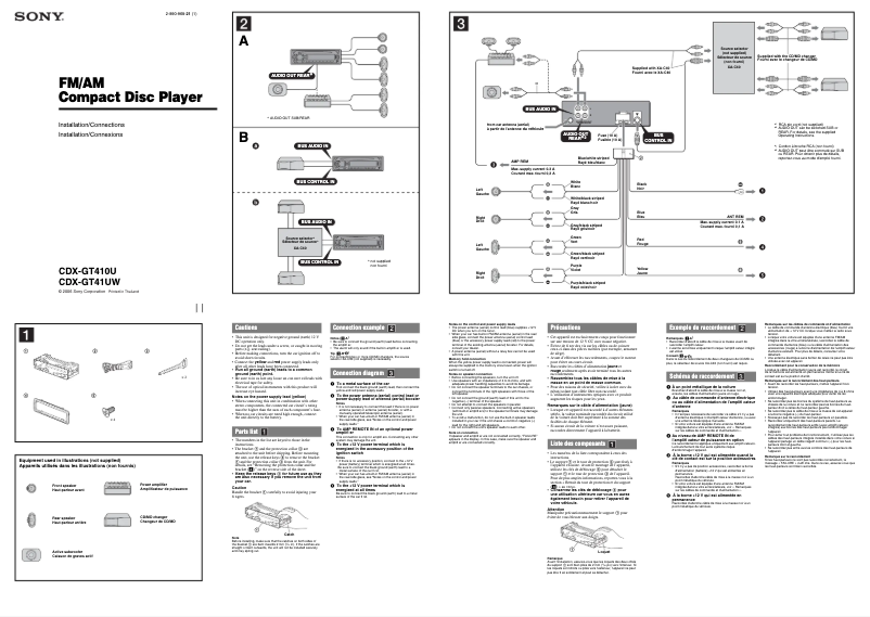 Imagen de la primera página del manual del dispositivo CDX-GT410U