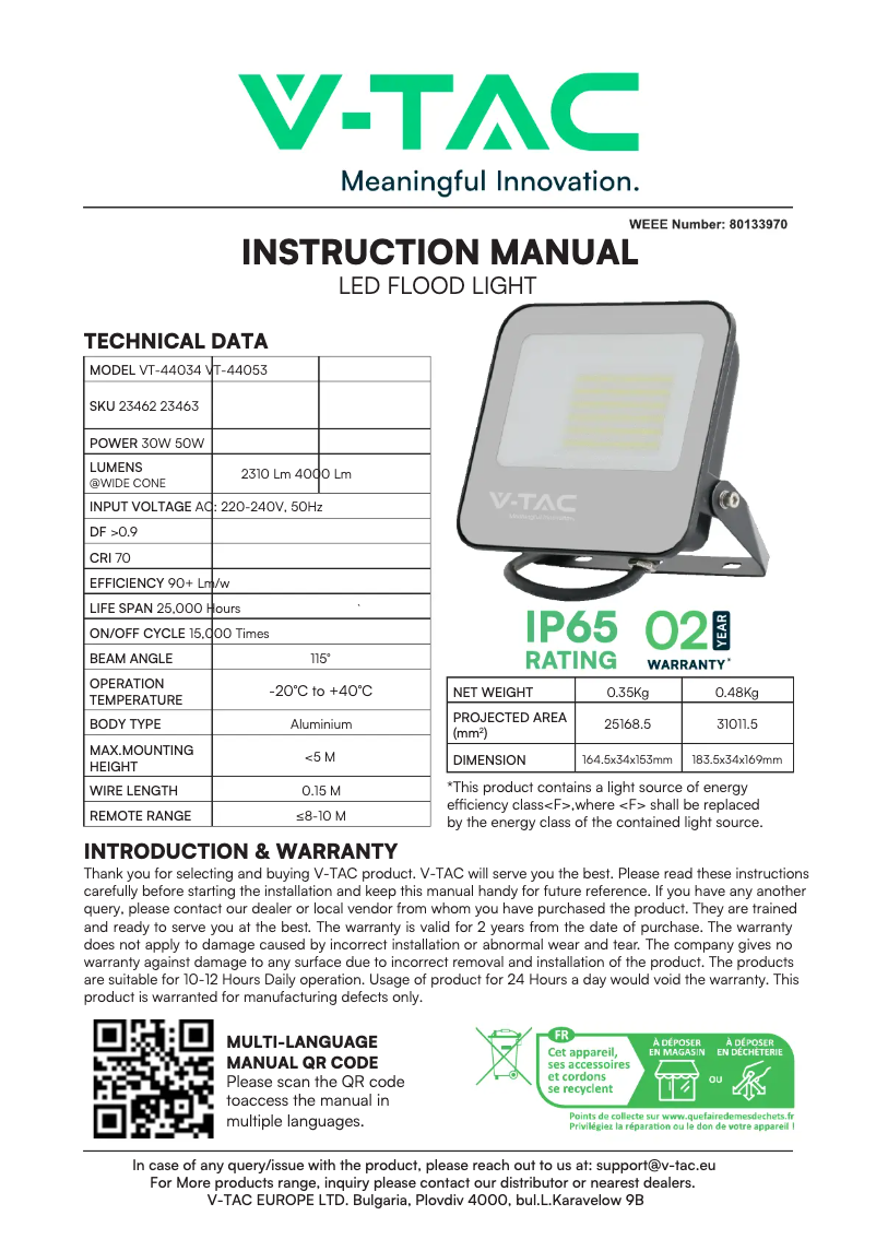 Imagen de la primera página del manual del dispositivo VT-44034