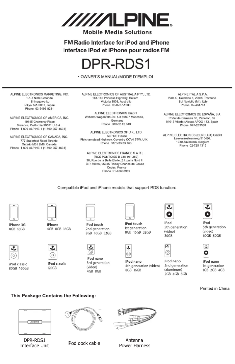 Imagen de la primera página del manual del dispositivo DPR-RDS1