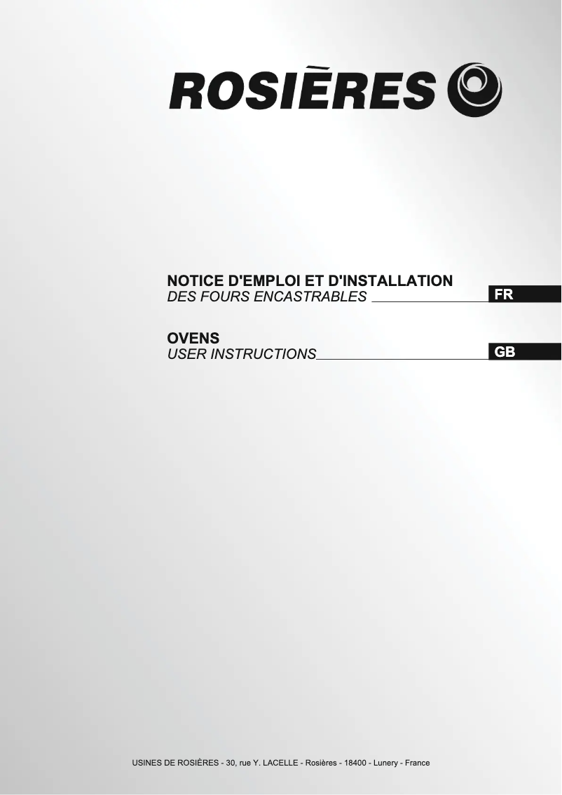 Página 1 del manual Manual de usuario Rosieres RFA 2 VIN