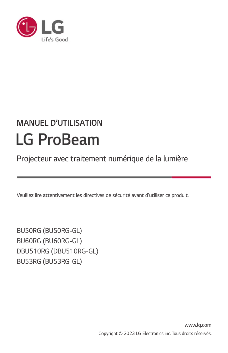 Imagen de la primera página del manual del dispositivo ProBeam BU50RG
