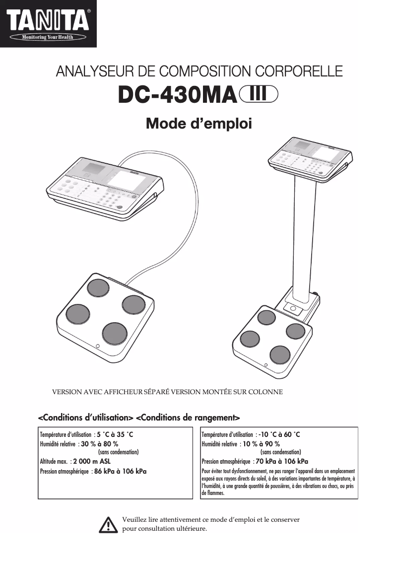 Página nº 1 - Manual de usuario Tanita DC-430MA III