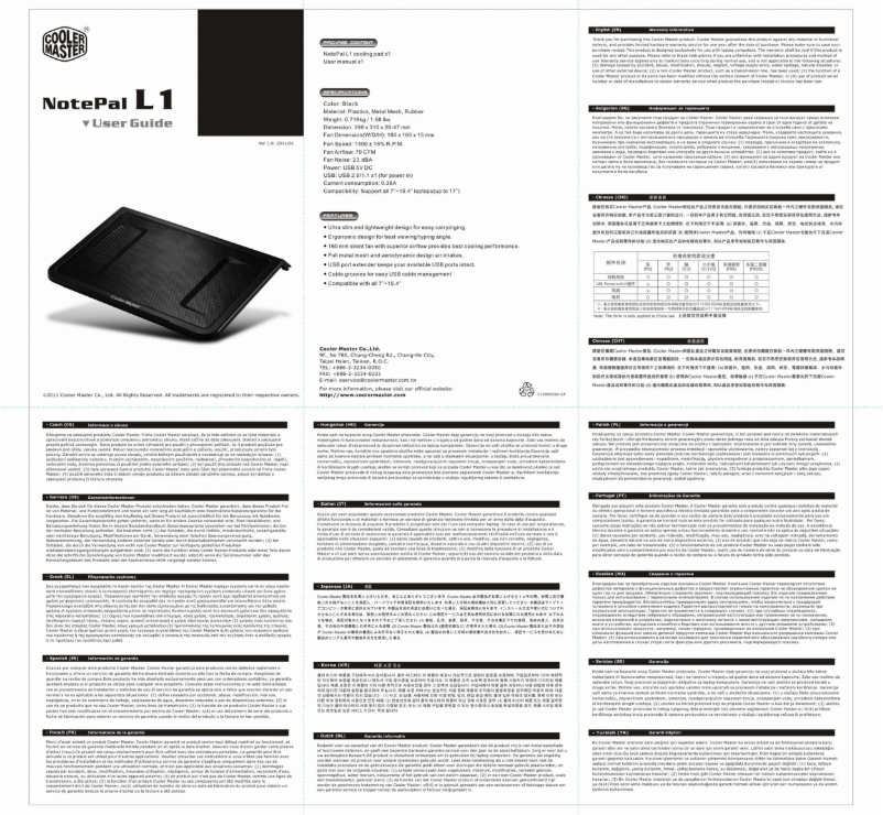 Página 1 del manual Manual de usuario Cooler Master R9-NBC-NPL1-GP