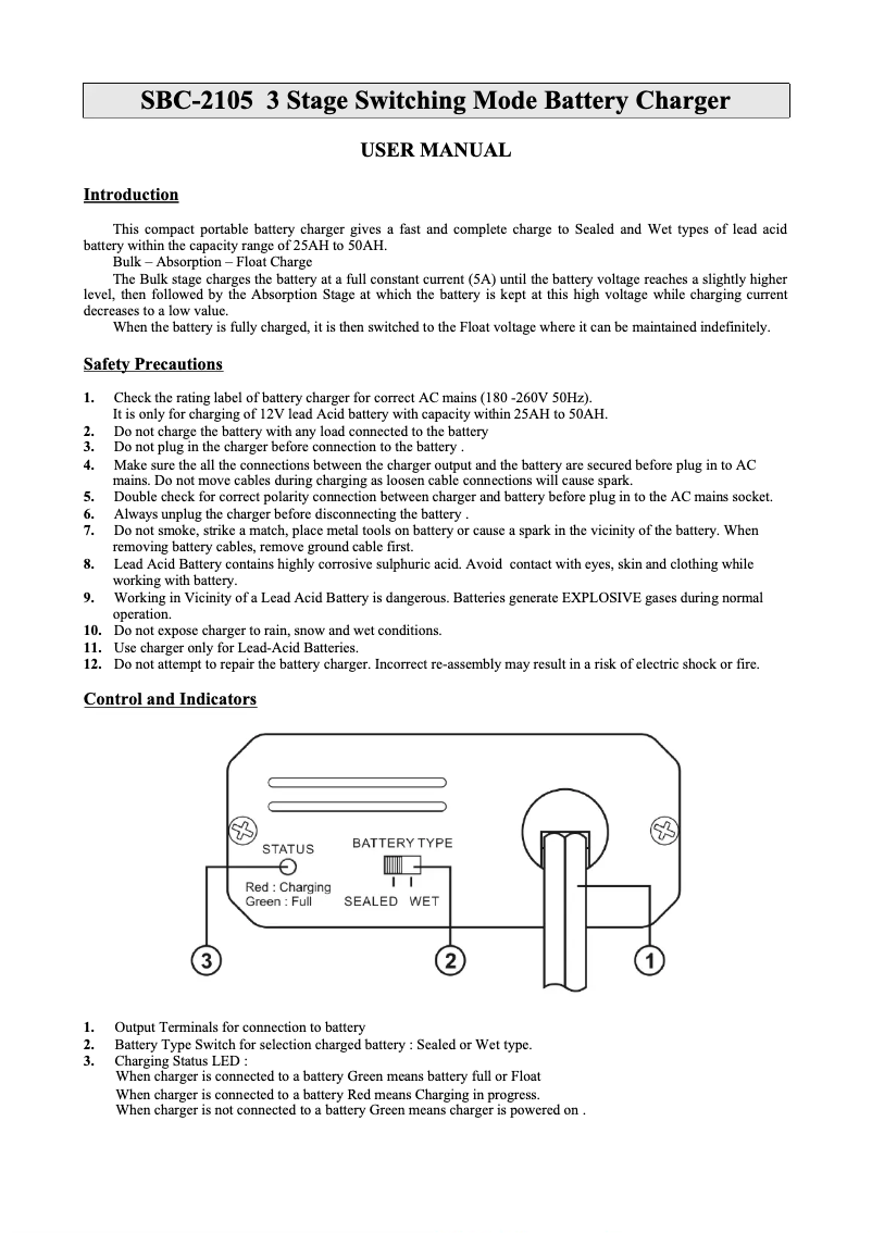 Imagen de la primera página del manual del dispositivo SBC-2105