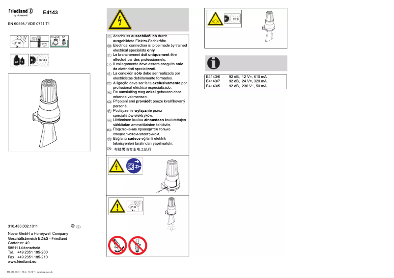 Página 1 del manual Manual de usuario Friedland E4143
