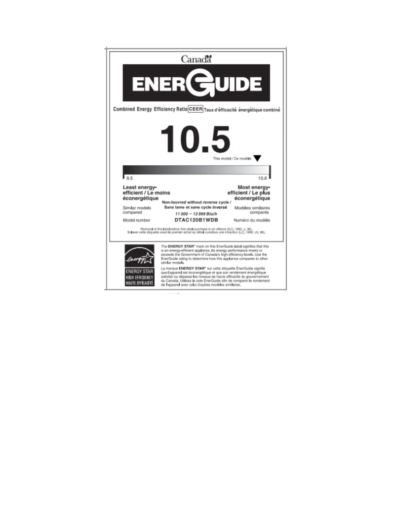 Página 1 del manual Etiqueta energética Danby DTAC120B1WDB