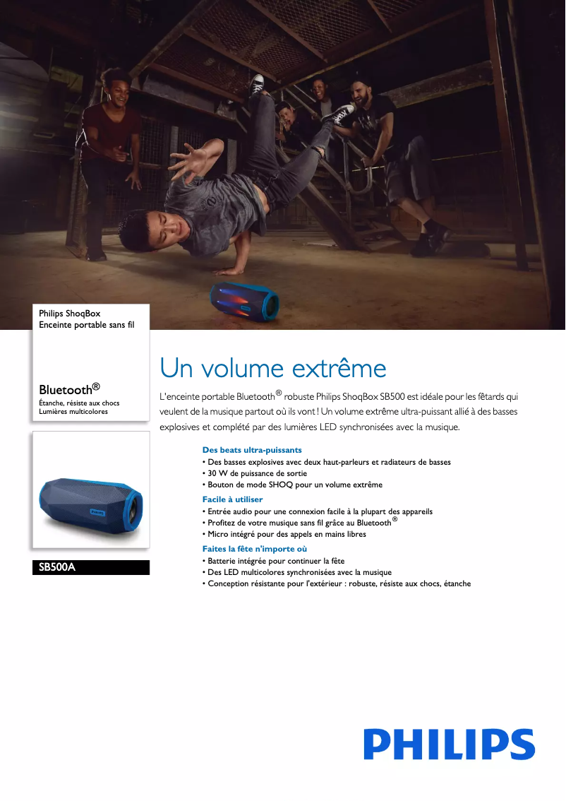 Página 1 del manual Ficha técnica Philips SB500A