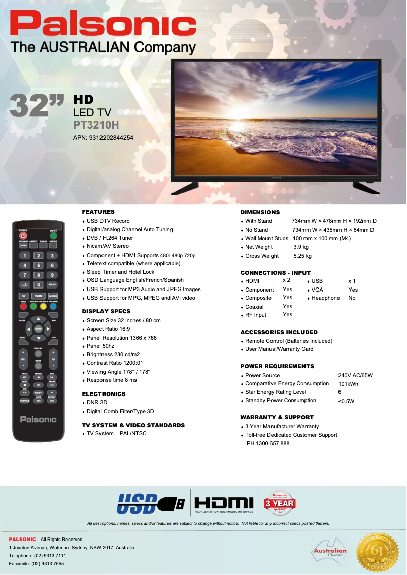 Imagen de la primera página del manual del dispositivo PT3210H