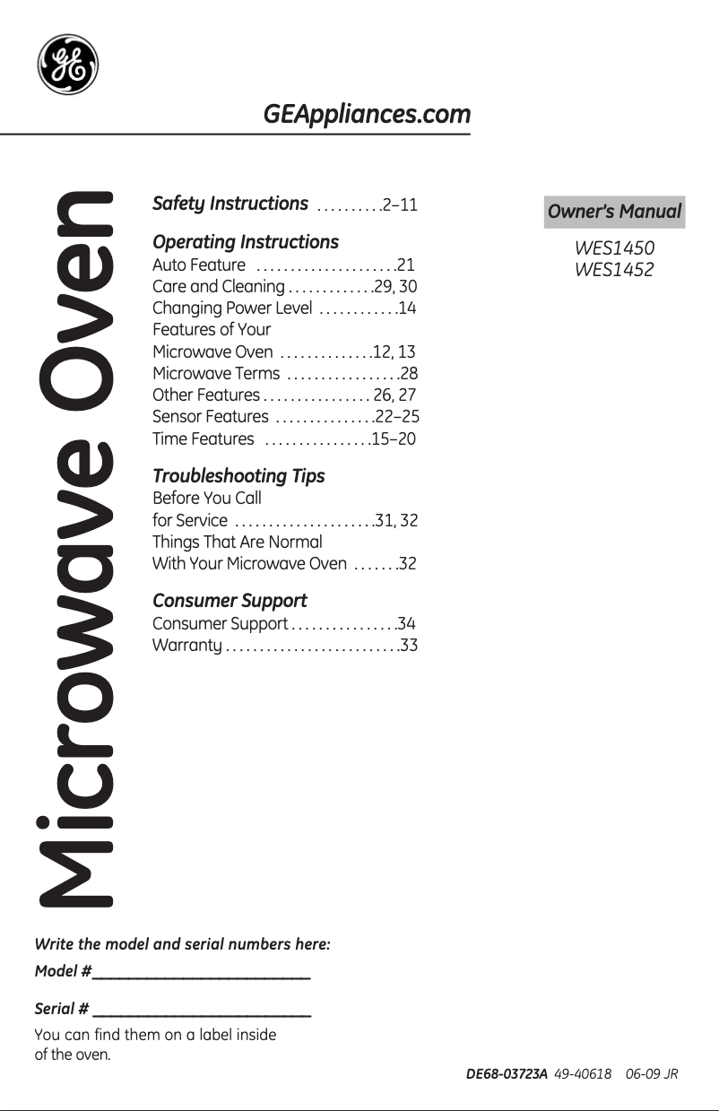 Página 1 del manual Manual de usuario GE WES1452SPSS