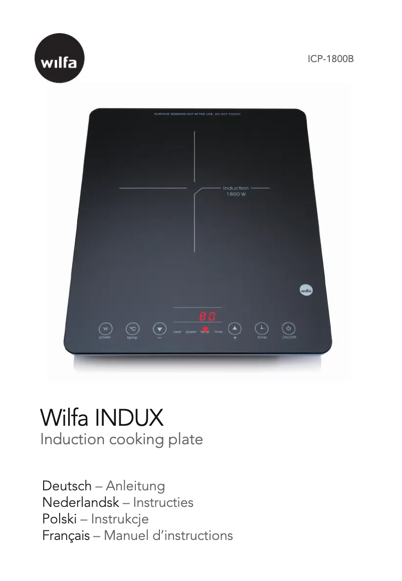 Imagen de la primera página del manual del dispositivo Indux ICP-1800B