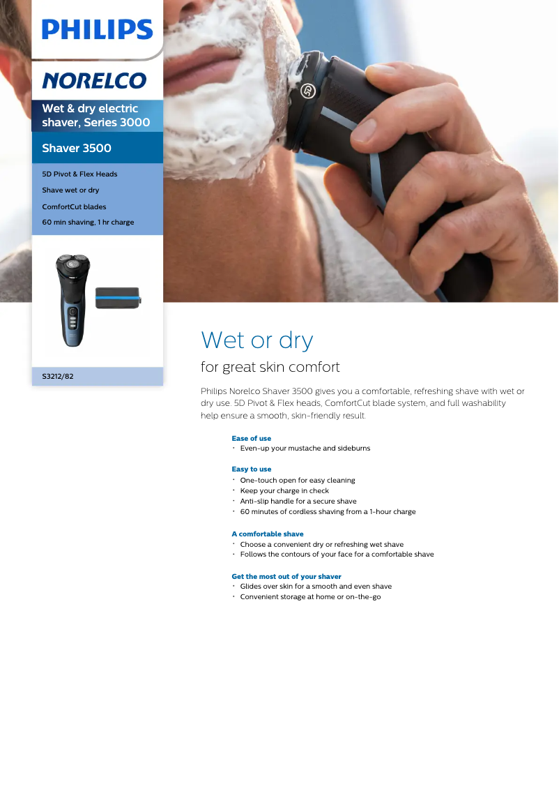 Imagen de la primera página del manual del dispositivo Norelco Series 3500 S3212