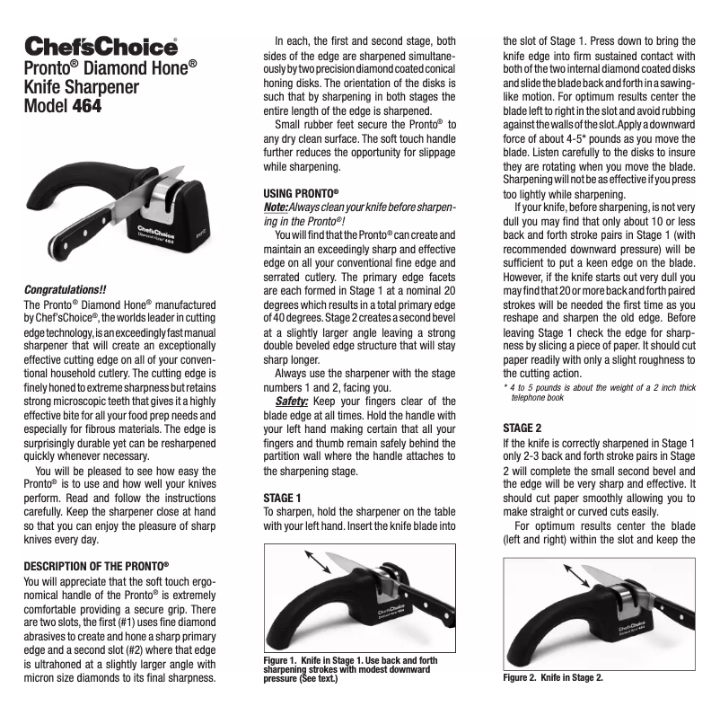 Página 1 del manual Manual de usuario Chef's Choice Pronto 464