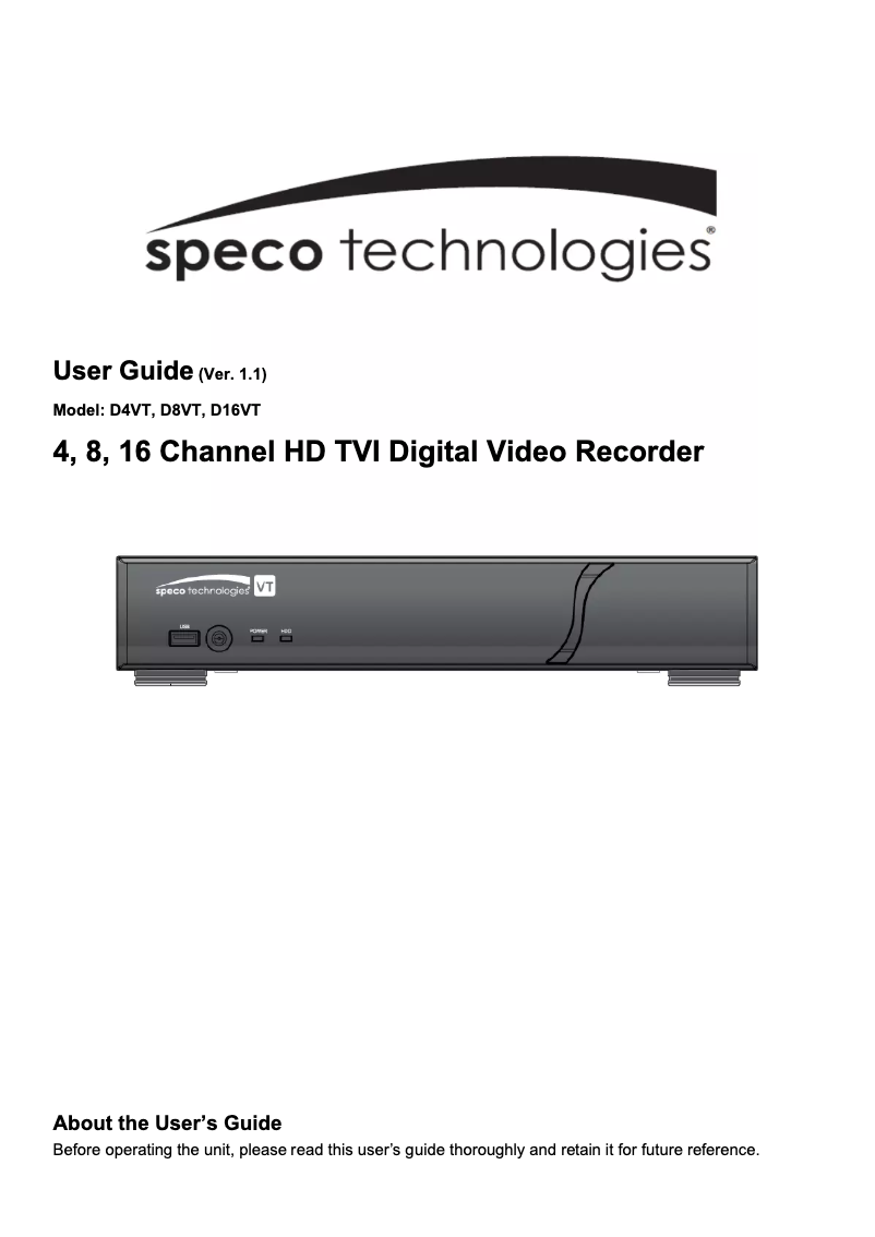 Imagen de la primera página del manual del dispositivo D8VT