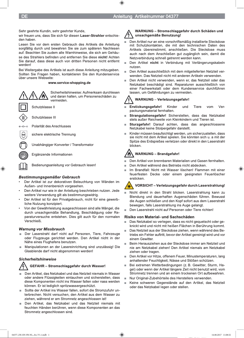 Imagen de la primera página del manual del dispositivo 04377