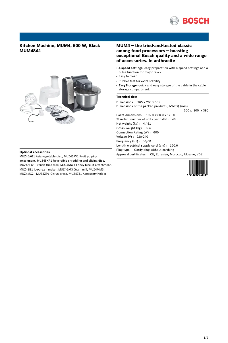 Imagen de la primera página del manual del dispositivo MUM48A1