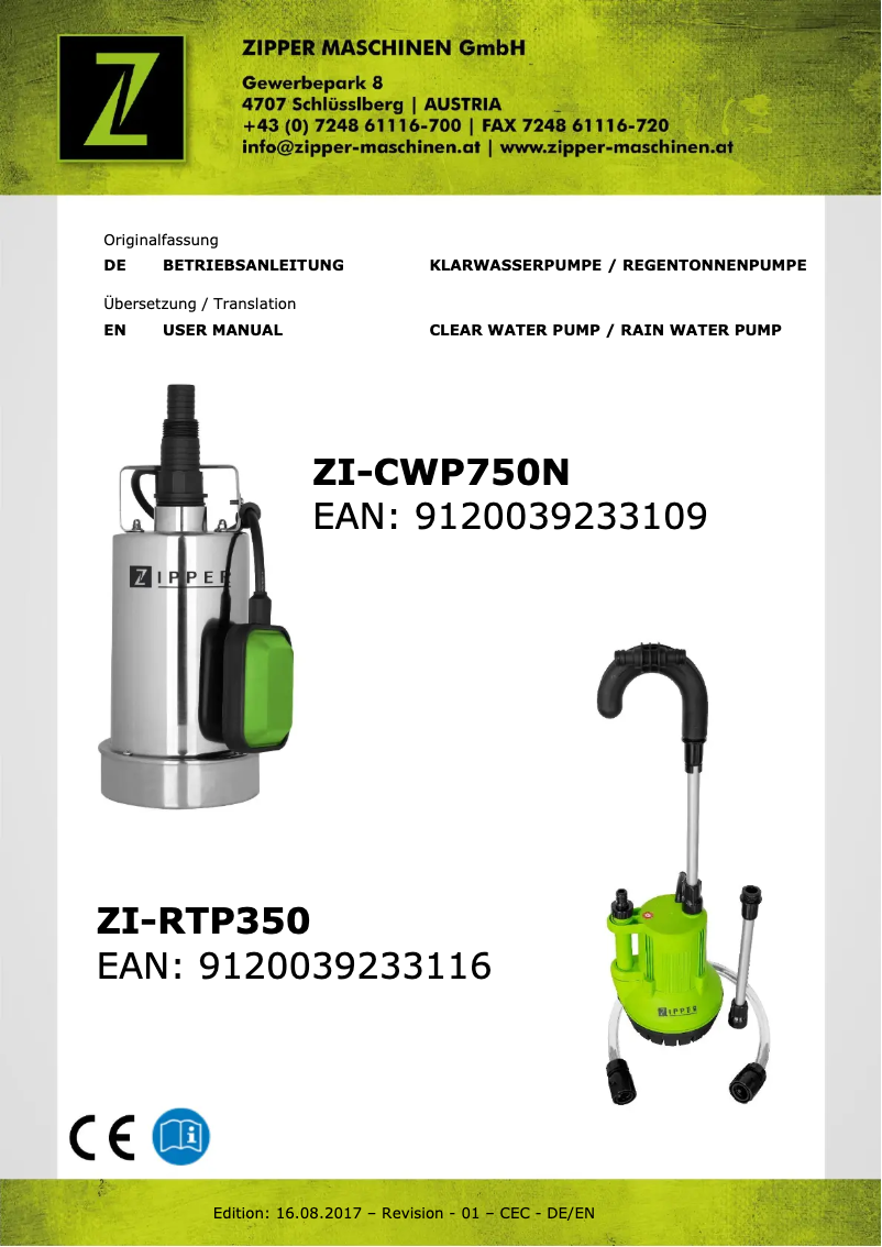 Página 1 del manual Manual de usuario Zipper ZI-CWP750N