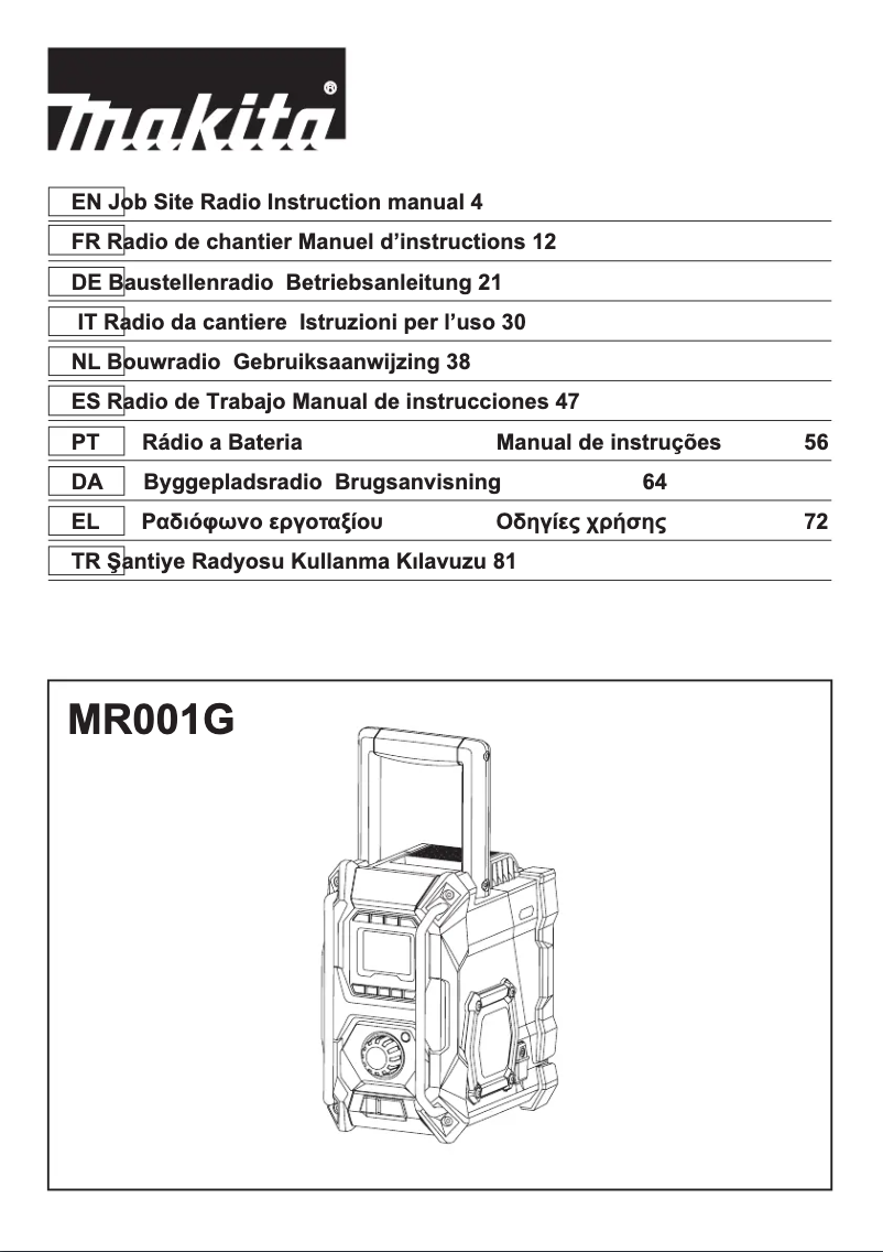Imagen de la primera página del manual del dispositivo MR001GZ