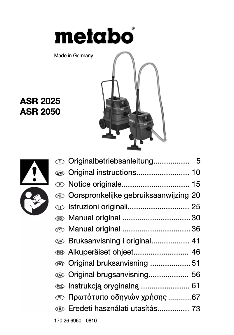 Página 1 del manual Manual de usuario Metabo ASR 2025