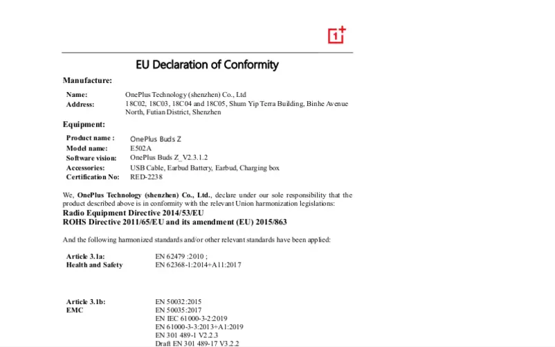 Página 1 del manual Manual de usuario OnePlus Buds Z