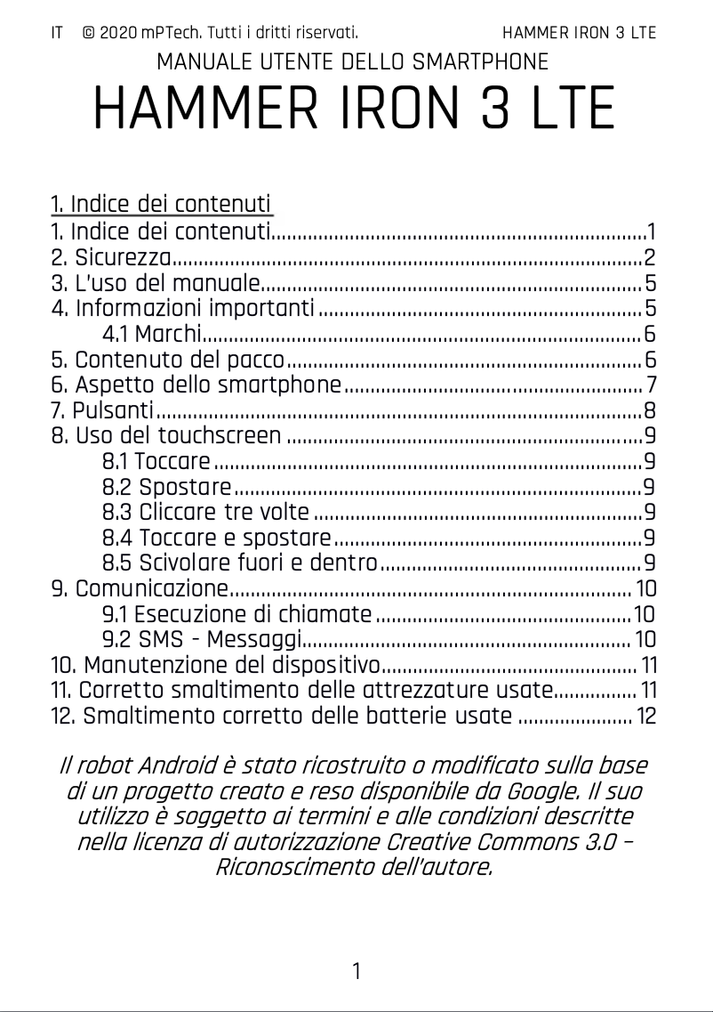 Imagen de la primera página del manual del dispositivo Iron 3 LTE
