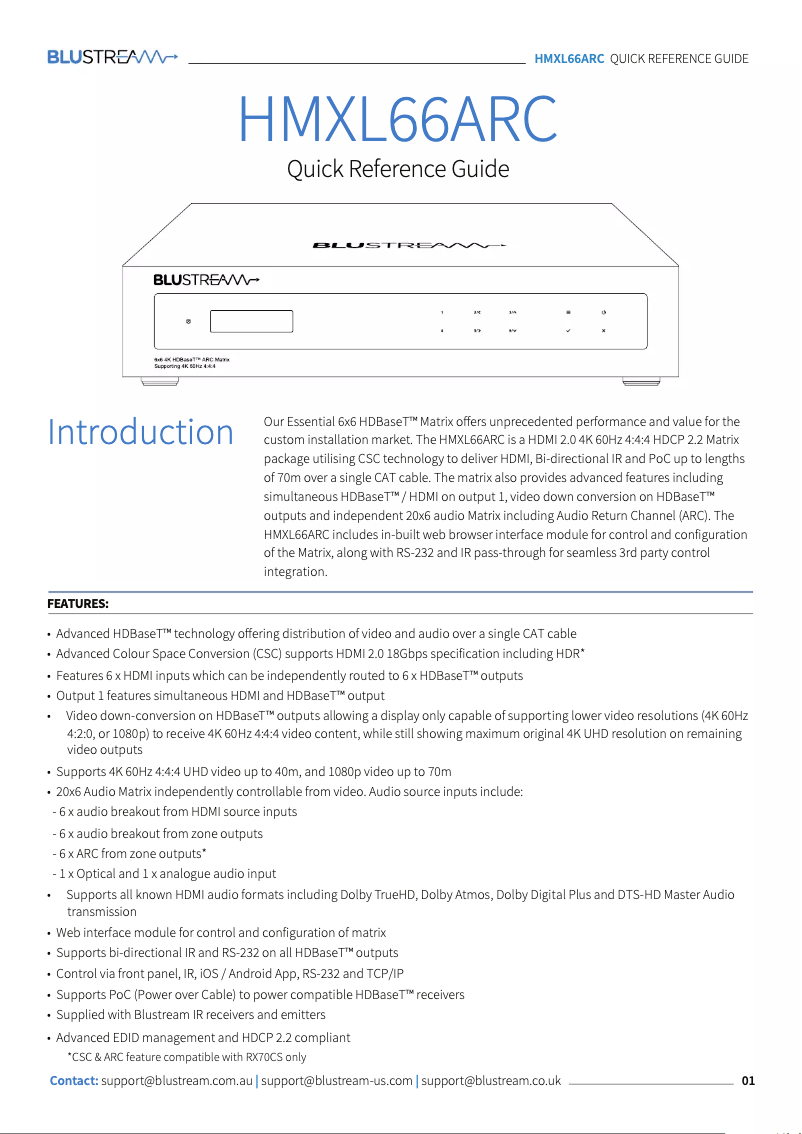 Imagen de la primera página del manual del dispositivo HMXL66ARC