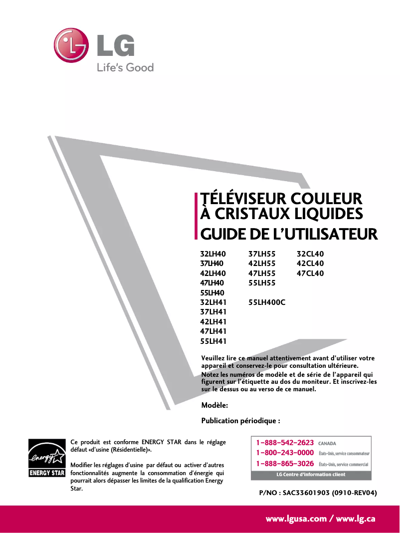 Imagen de la primera página del manual del dispositivo 37LH55