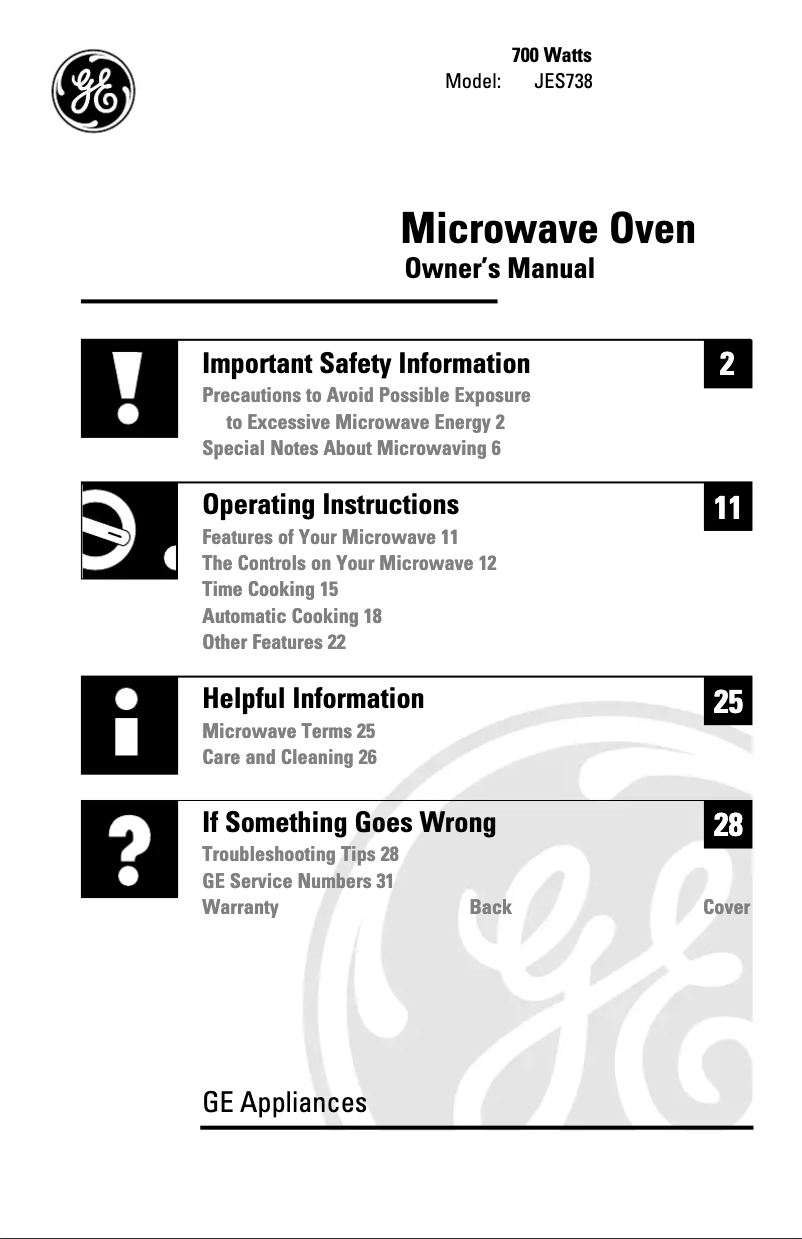 Imagen de la primera página del manual del dispositivo JES738WH