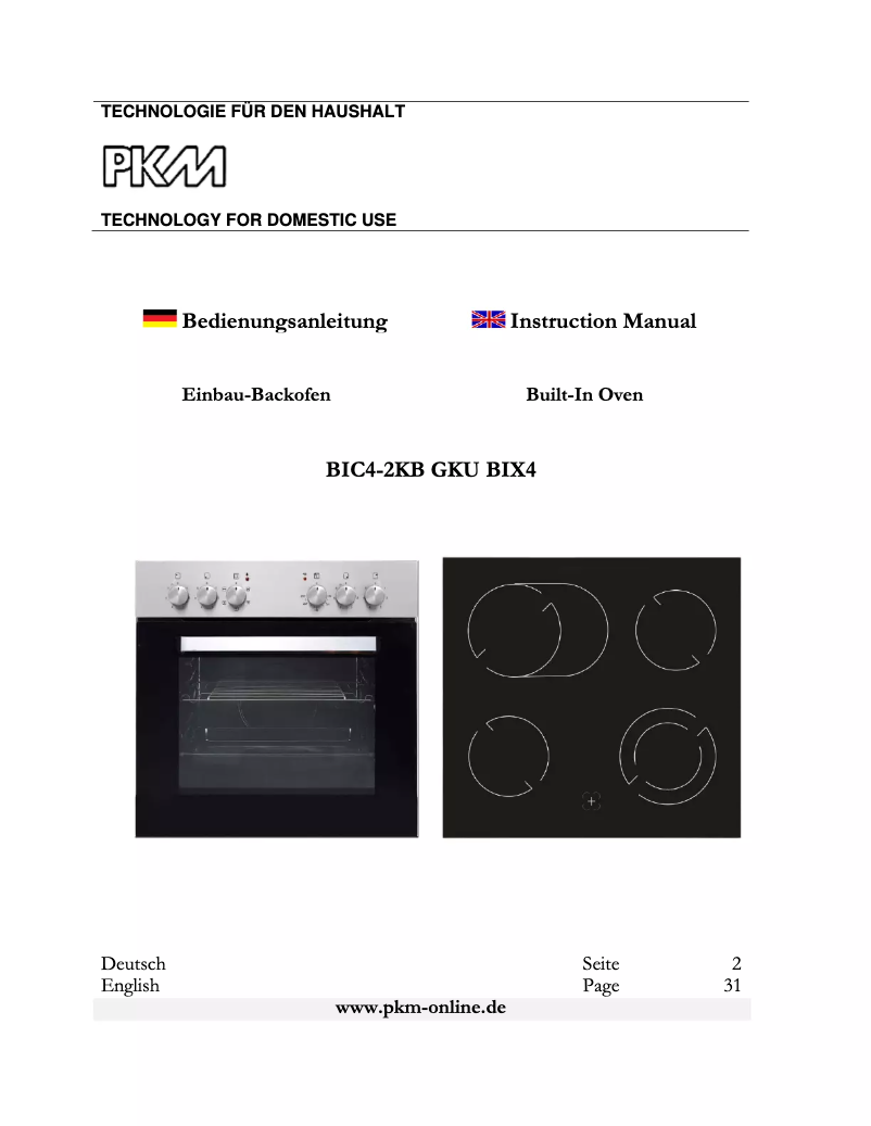 Página 1 del manual Manual de usuario PKM BIC4-2KB GKU BIX4