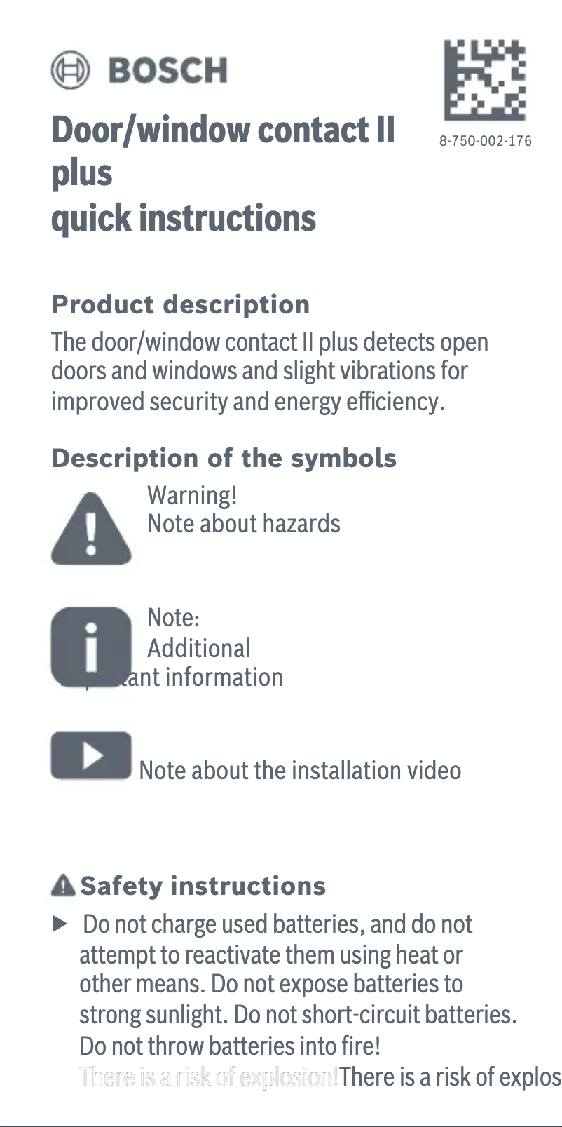 Imagen de la primera página del manual del dispositivo Door/Window Contact II Plus