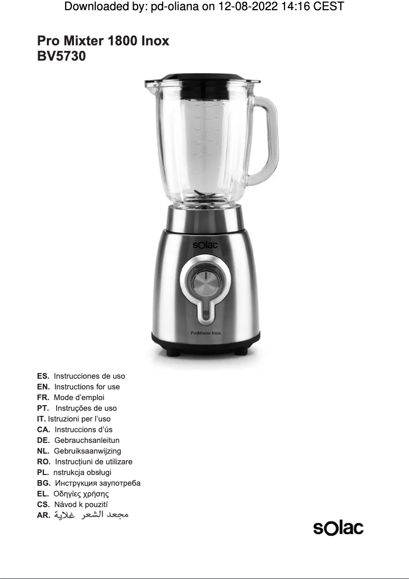 Imagen de la primera página del manual del dispositivo Pro Mixter BV5730