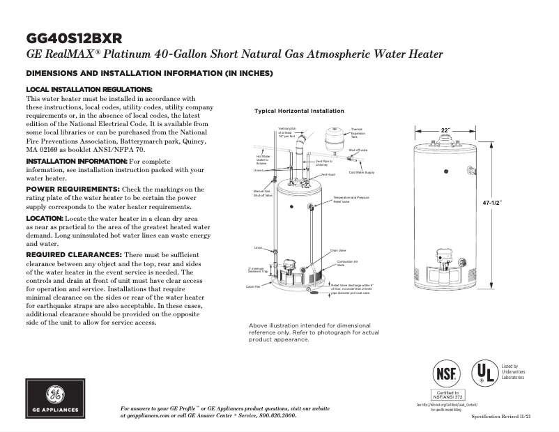 Página nº 1 - Ficha técnica GE GG40S12BXR