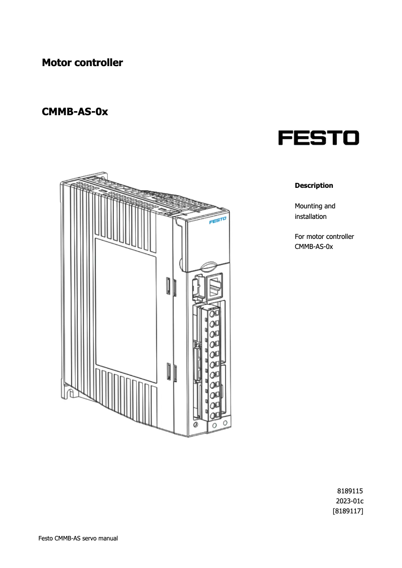 Página 1 del manual Manual de usuario Festo CMMB-AS-02